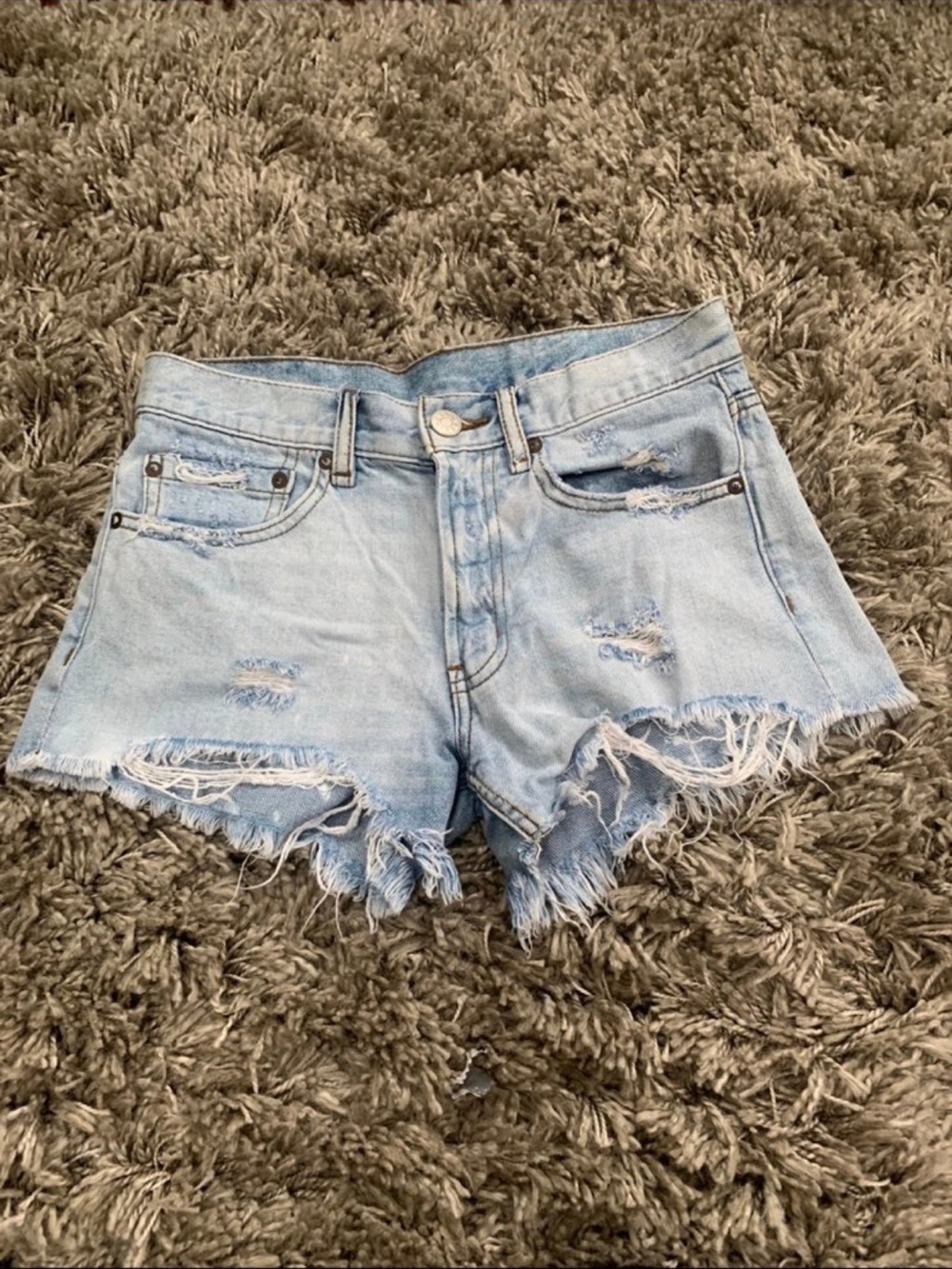 BDG Light Blue Distressed Cutoff Denim Shorts